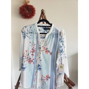 Multi design 3/4 sleeve blouse